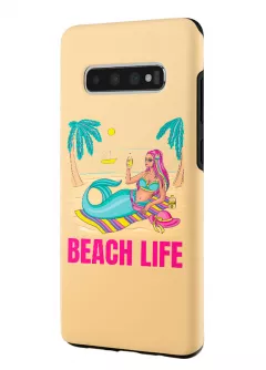 Samsung Galaxy S10 гибридный противоударный чехол LoooK с картинкой - Пляжная жизнь