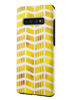 Samsung Galaxy S10 гибридный противоударный чехол LoooK с картинкой - Желтые клетки