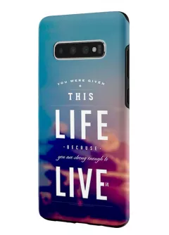 Samsung Galaxy S10 гибридный противоударный чехол LoooK с картинкой - Live Life