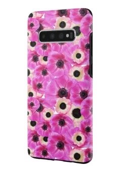 Samsung Galaxy S10 гибридный противоударный чехол LoooK с картинкой - Розовые цветочки