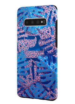 Samsung Galaxy S10 гибридный противоударный чехол LoooK с картинкой - Голубые листья