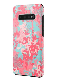 Samsung Galaxy S10 гибридный противоударный чехол LoooK с картинкой - Розовые бабочки