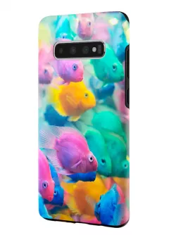 Samsung Galaxy S10 гибридный противоударный чехол LoooK с картинкой - Морские рыбки
