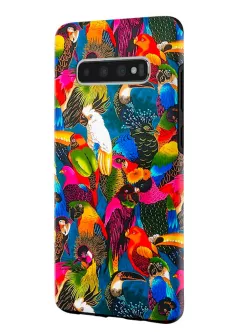 Samsung Galaxy S10 гибридный противоударный чехол LoooK с картинкой - Попугайчики
