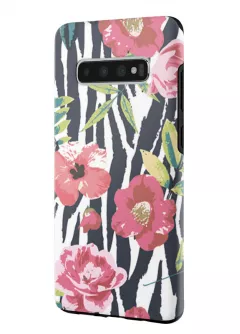 Samsung Galaxy S10 гибридный противоударный чехол LoooK с картинкой - Пастельные цветы