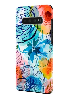 Samsung Galaxy S10 Plus гибридный противоударный чехол LoooK с картинкой - Арт цветы