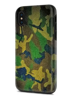 Apple iPhone X гибридный противоударный чехол с картинкой - Камуфляжная ткань