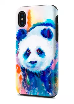 Apple iPhone X гибридный противоударный чехол с картинкой - Панда из красок