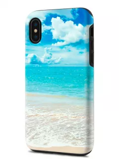 Apple iPhone X гибридный противоударный чехол с картинкой - Морской пляж