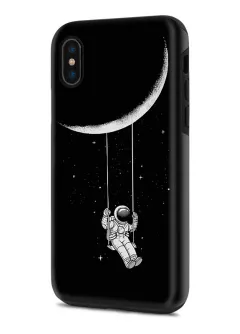 Apple iPhone X гибридный противоударный чехол с картинкой - Качеля на луне