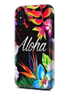 Apple iPhone X гибридный противоударный чехол с картинкой - Aloha Flowers