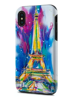 Apple iPhone X гибридный противоударный чехол с картинкой - Отдых в Париже