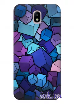 Чехол для Galaxy J3 2017 - Фиолетовые кубики