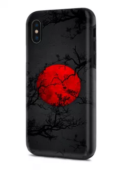 Apple iPhone XS гибридный противоударный чехол с картинкой - Красная луна