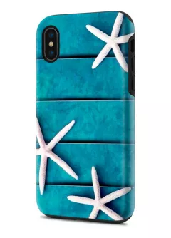 Apple iPhone XS гибридный противоударный чехол с картинкой - Морские звезды