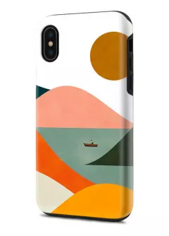 Apple iPhone XS гибридный противоударный чехол с картинкой - Солнце и море