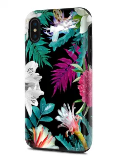 Apple iPhone XS Max гибридный противоударный чехол с картинкой - Цветы кактуса