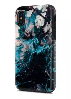 Apple iPhone XS Max гибридный противоударный чехол с картинкой - Каменный принт