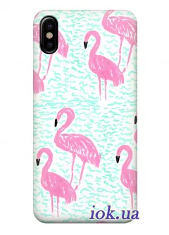 Чехол для iPhone X - Розовые птицы