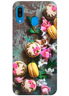 Чехол для Galaxy A30 - Цветочные макаруны