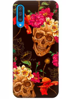 Чехол для Galaxy A50 - Черепа в цветах