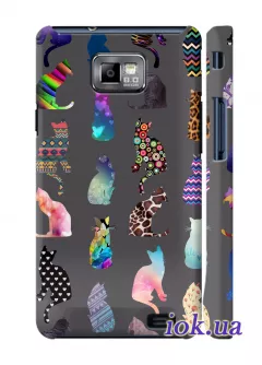 Чехол на Galaxy S2 - Разноцветные коты