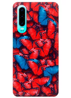 Чехол для Huawei P30 - Красные бабочки
