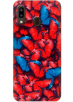Чехол для Galaxy A20 - Красные бабочки