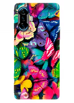 Xiaomi Poco F3 GT бампер силиконовый с яркими разноцветными бабочкаии