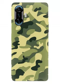 Военный чехол на Xiaomi Poco F3 GT из прочного силикона с хаки принтом - Зеленый камуфляж