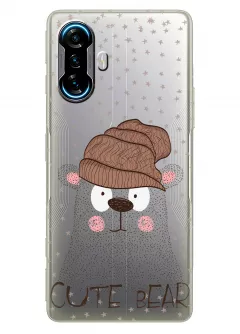 Xiaomi Poco F3 GT прозрачный силиконовый чехол с принтом - Медведь