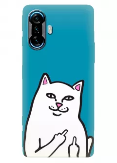 Xiaomi Poco F3 GT прикольный чехол с наглым котом с факами