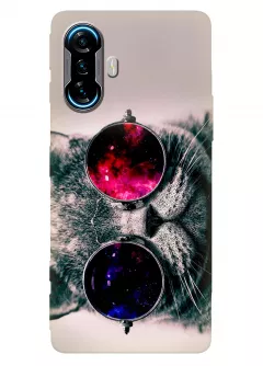 Xiaomi Poco F3 GT чехол с забавным котом в очках - Кот пилот