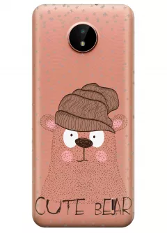 Nokia C20 прозрачный силиконовый чехол с принтом - Медведь
