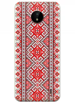 Патриотический чехол на Nokia C20 с орнаментами украинской вышиванки