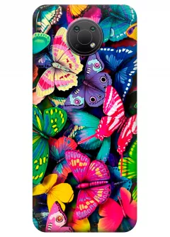 Nokia G10 бампер силиконовый с яркими разноцветными бабочкаии