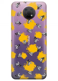 Nokia G10 прозрачный силиконовый чехол с принтом - Пчелы