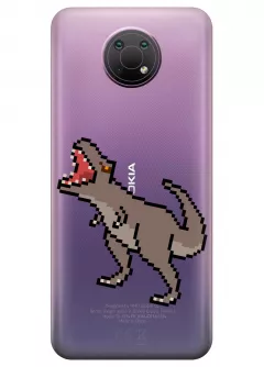 Nokia G10 прозрачный силиконовый чехол с принтом - Пиксельный динозавр