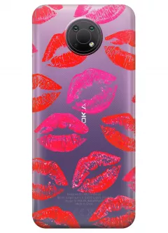 Nokia G10 прозрачный силиконовый чехол с принтом - Поцелуи