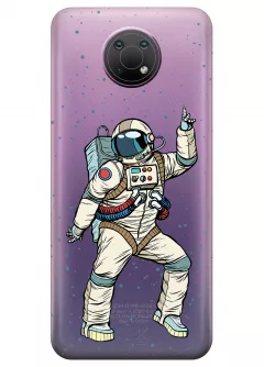 Нокия Ж10 прозрачный силиконовый чехол с принтом - Веселый космонавт
