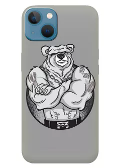 Apple iPhone 13 силиконовый чехол с картинкой - Крутой медведь