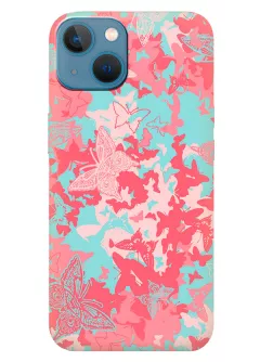 Apple iPhone 13 Mini силиконовый чехол с картинкой - Розовые бабочки