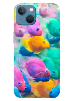 Apple iPhone 13 Mini силиконовый чехол с картинкой - Морские рыбки