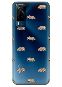 Чехол для Виво У53с с прозрачным рисунком из силикона - Спящие ленивцы