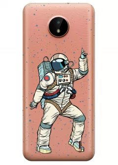 Нокия Ц10 прозрачный силиконовый чехол с принтом - Веселый космонавт