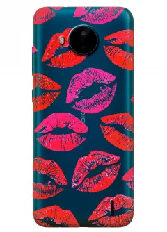Nokia C20 Plus прозрачный силиконовый чехол с принтом - Поцелуи