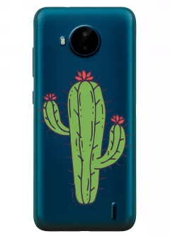 Nokia C20 Plus прозрачный силиконовый чехол с принтом - Тропический кактус