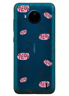 Nokia C20 Plus прозрачный силиконовый чехол с принтом - Кошачьи мордочки