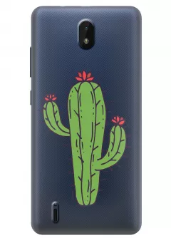 Nokia C01 Plus прозрачный силиконовый чехол с принтом - Тропический кактус