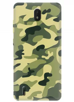 Военный чехол на Nokia C01 Plus из прочного силикона с хаки принтом - Зеленый камуфляж